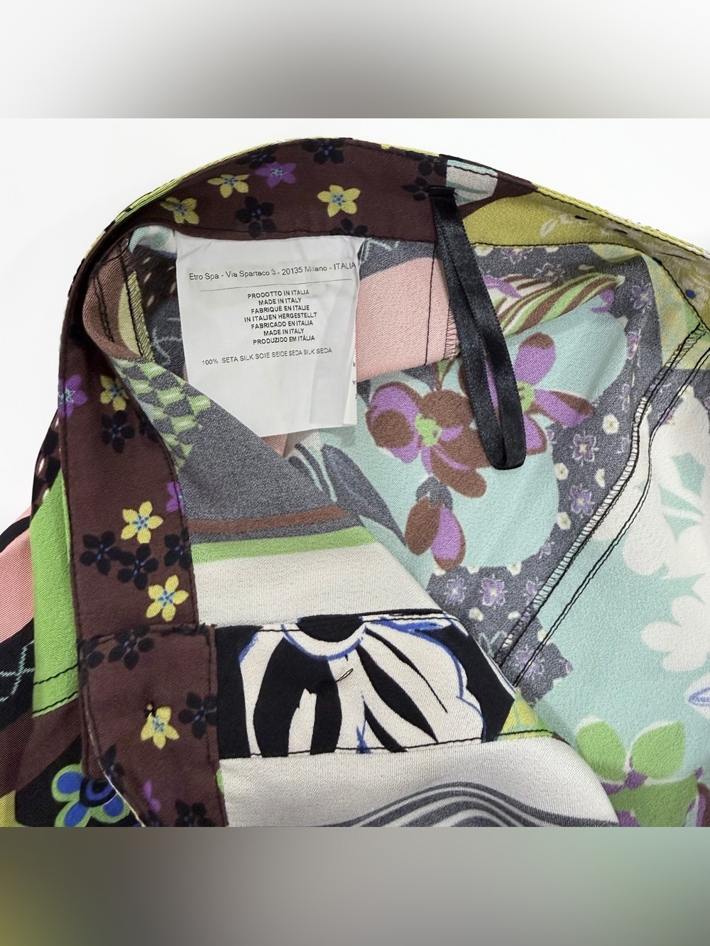 Etro Mixed Floral Patchwork Multicolored Print Silk Skirt | Sz. 40 - Picture 6 of 10